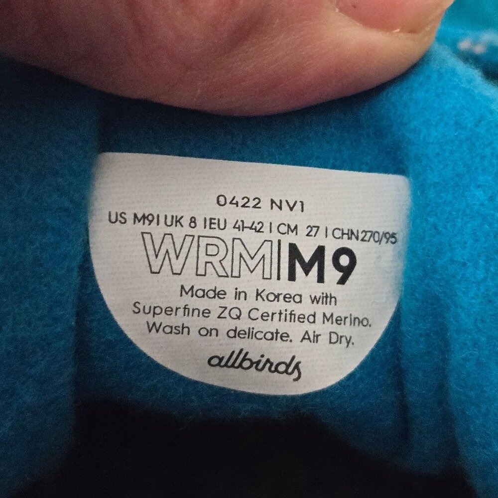 Allbirds Men's Size 9 Wool Runner Mizzle Lace-Up Shoes Turquoise - Picture 12 of 12